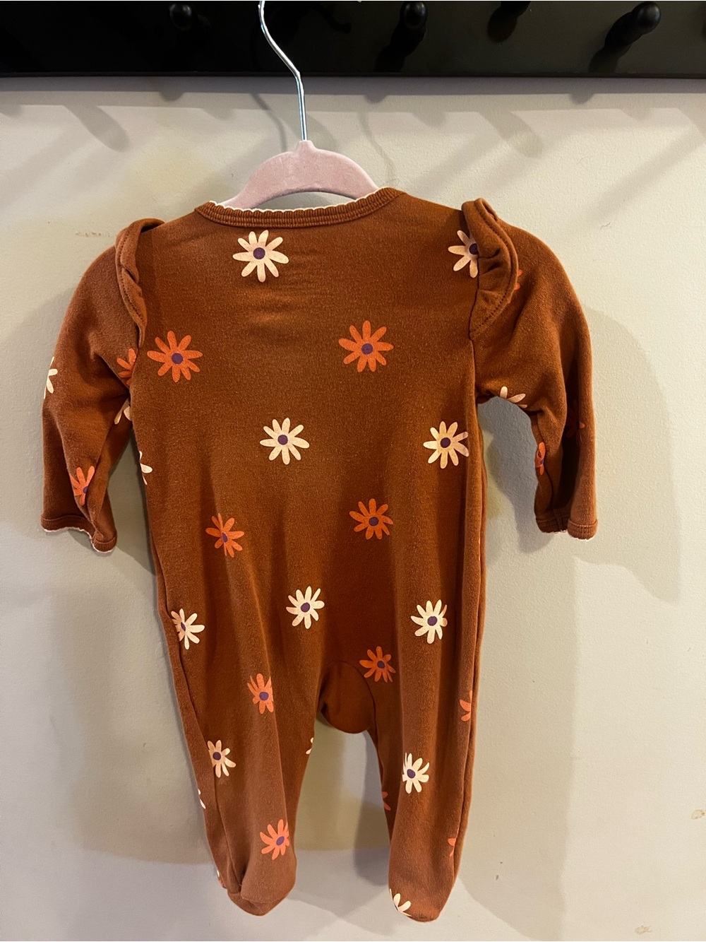 Carter's Rust Brown Floral Hedgehog Footed One-Piece - Picture 2 of 7